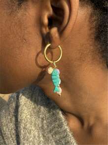 糖果色油滴鱼耳环 撞色不对称吊坠耳环 女士珠宝礼物 - 耳環 - 查看 6