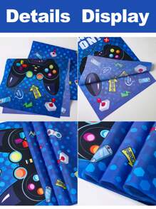 1 pezzo Tappeto da tavolo a tema gaming blu, tovaglia in poliestere, adatto per decorazione festa a tema gaming, regalo di compleanno, decorazione tavolo da pranzo, decorazione casa, decorazione cucina - console di gioco blu - Visualizzare 7