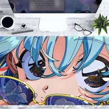 1个动漫少女鼠标垫，美观艺术大号桌面垫，尺寸35.4x15.7英寸，橡胶底座，缝边防滑键盘垫，适用于办公室、家庭电脑，可作为礼物送给男士、女士、朋友，办公桌配件，办公用品，办公桌配件，鼠标垫 - 彩色 - 查看 5