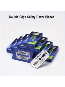 100 piezas de cuchillas de afeitar de doble filo ultra afiladas de platino - de acero inoxidable de alta calidad, aptas para recortar el bigote y la barba - Plateado - Ver 7