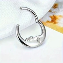 SENLANSP 1-3 pièces Anneau de septum, anneau de nez, anneau de lèvre, spirale d'hélix d'oreille, bijoux de piercing corporel de style européen en acier inoxydable 8/10mm avec design de lune et d'homme âgé, convient comme cadeau de vacances - boucles d'oreilles - Voir 7