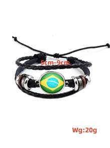 1 pieza Brazalete de cuerda de piel sintética (PU) con patrón de banderas de diferentes países - Pulsera - Ver 3