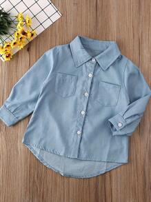 Baby Girls Autumn Warm T-Shirt, Toddler Denim Letter Print Long Sleeve Blouse Top