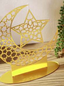 1 pièce Décoration de bureau en étoile acrylique dorée et croissant de lune - Hauteur 22,4 cm/8,8 pouces, Diamètre de la base 19,9 cm/7,8 pouces - Parfait pour la décoration d'intérieur, les festivals et les occasions spéciales - Cadeau idéal pour les passionnés d'astrologie et les cadeaux de design d'intérieur Anniversaire Remise des diplômes