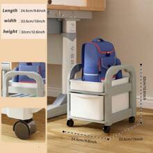 1pc 2/3/4层手推车收纳架 书包收纳架 学生课桌下移动书架 家用多层收纳架 宿舍手推车收纳架 家庭厨房移动收纳架 多层手推车收纳架组装方便，带活动轮胎可做多功能收纳柜、轮胎挂钩、厨房蔬菜、浴室衣物、学习书籍、客厅零食等收纳。