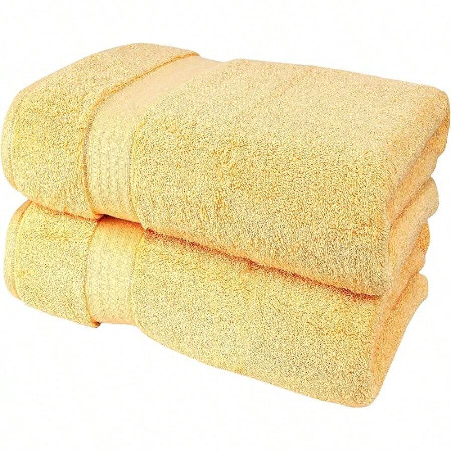 Ultra Soft 8-Piece Towel Set -% Ring Spun Cotton, 2 Oversized Bath Towels 27x54, 2 Hand Towels 16x28, 4 Wash Cloths 13x13 - Daily Use, Hotel & Spa - Olive Green, Luxury Towel Set - 黃色 - 查看 1