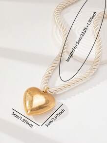 1 Pc Heart Pendant Chunky Cord Necklace For Summer - Multicolor - View 3