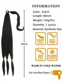 1 件长辫子马尾接发带头带直发接发马尾自然柔软合成假发女士日常佩戴 22 英寸 30 英寸 40 英寸日常颜色