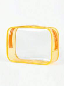 1pc Minimalist Clear Customized Name Cosmetic Makeup Bag For Home & Travel - Pink - View 5