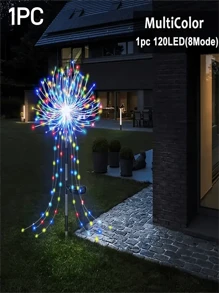 1pc Outdoor Solar Plug-In Fireworks Light, Solar Decorative Light, 8 Modes Of Outdoor Decorative Lawn Light, Suitable For Courtyard, Passage, Party Decoration