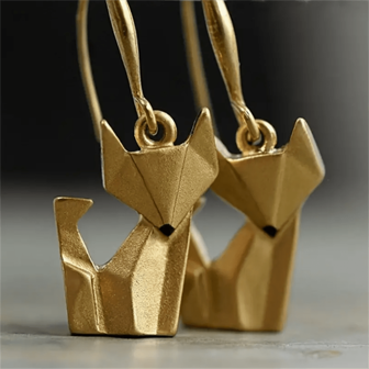 1 对复古可爱狐狸吊坠耳环 - 波西米亚风格时尚女士珠宝，适合日常佩戴和派对