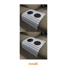 Kit 2 Cup Holder Tray Mat For Sofa Armrest - Grey - View 4