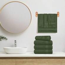 Ultra Soft 8-Piece Towel Set -% Ring Spun Cotton, 2 Oversized Bath Towels 27x54, 2 Hand Towels 16x28, 4 Wash Cloths 13x13 - Daily Use, Hotel & Spa - Olive Green, Luxury Towel Set - 橄欖綠 - 查看 4
