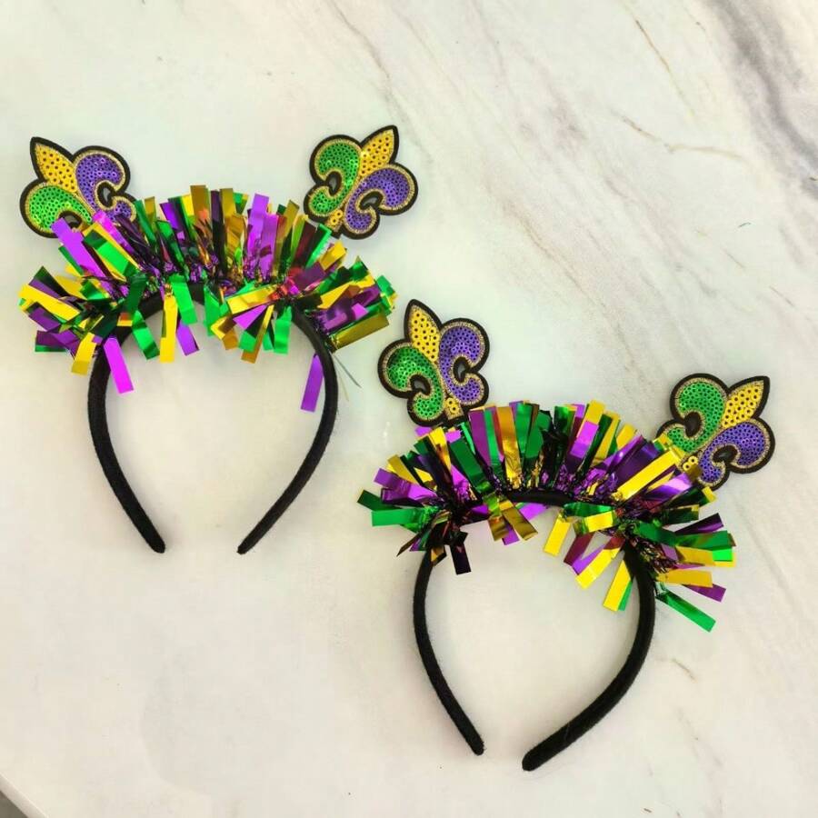 1pc Fashion Carnival Sequin Headband In Green, Yellow, Purple, Party Headpiece For Masquerade, Suitable For Everyday Wear - Carnival Headband - View 1