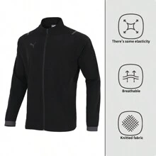 Puma Men's Knitted Loose Casual TeamCUP Sideline Jacket Sports Jacket - Black-asphalt - View 1