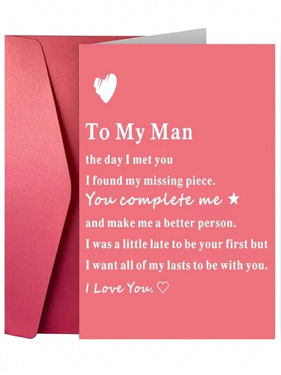 2pcs/Set "To My Man" Greeting Card, Suitable For Gift Cards For Husbands And Boyfriends, Heartfelt Birthday Greeting Cards, Valentine's Day, Love Anniversary Commemorative Cards,Mother's Day,Mom's Gift,Back To School,School Supplies