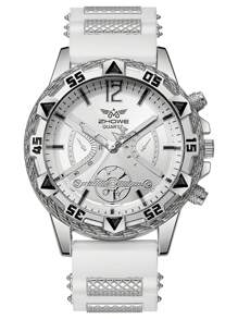 5 pièces/Set Montre à quartz décontractée de style de rue en silicone pour hommes