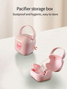 1个新生儿及婴儿安抚奶嘴，硅胶+PP材质，可爱印花设计，配有收纳盒防尘，坚固耐用，手柄设计，适合居家及户外使用，是安抚宝宝日夜的最佳礼物 - 西瓜粉 - 查看 3