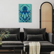 1pc Framed Canvas Poster, Vintage Octopus Wall Art Canvas Paintings, Ideal Gift For Bedroom Living Room Corridor, Wall Art, Room Decoration - Multicolor - View 3