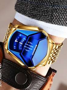 Reloj de cuarzo personalizado BINBOND nuevo concepto, relojes de moda creativos para hombres, de acero inoxidable dorado azul, impermeable, reloj para hombres - Dorado - Ver 4