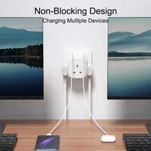 New Multifunctional Power Converter/Power Socket/Wall Socket, Equipped With 3 AC Ports, Paired With (2 USB-A) (2 TYPE-C), Multifunctional Conversion Socket/Short Circuit Protection/Suitable For Home, Office, Kitchen, Garage, And Other Scenarios. - UK Plug(220-240V) - View 6