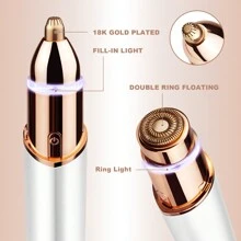 Conduroma Eyebrow Trimmer For Women, 2 In1 Rechargeable Facial Hair Removal And Eyebrow Shaver, Eyebrow Facial Trimmer, Face Lips Body Painless Facial Razor With Ring LED Light 