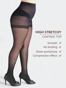 2 chiếc quần bó định hình in hình bướm màu đen cỡ lớn cho nữ, quần legging trong suốt có độ đàn hồi cao - màu đen - Xem 4