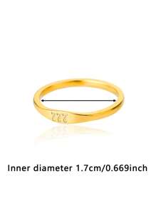 1 件金色天使数字戒指精致数字 111 222 333 444 555 666 777 888 999 指环 18K 镀金不锈钢戒指幸运数字珠宝时尚配饰 - 金黃色 - 查看 13