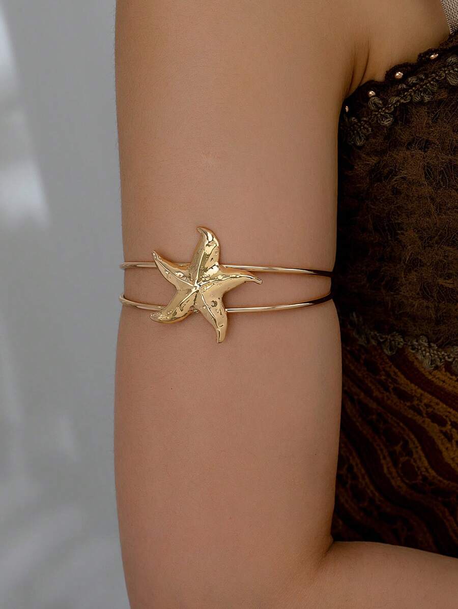 1 件夏季度假海滩风格海星上臂袖口女士 - 金色 - 查看 1