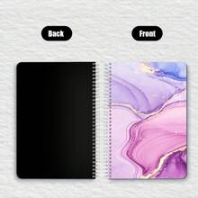 A5 圆形螺旋笔记本 - 横格笔记本日记本 - 横线日记本 - 5.83 英寸 X 8.27 英寸学院横格螺旋笔记本日记本 - 紫色和金色油漆配金色线条 - purple_and_gold_paint_with_gold_line - 查看 11