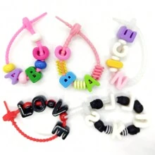 26 件时尚新款亚克力大孔英文字母直孔珠 DIY 手机挂绳、鞋饰、手工珠宝配饰、节日礼物