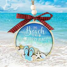 1 件木制双层海滩装饰 - 迷你木制双层海滩海洋装饰，适用于树木和房间墙壁挂饰 - 彩色 - 查看 2