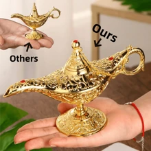 复古魔法灯精灵收藏版，传奇魔法灯精灵许愿灯罐，适用于家庭/婚礼餐桌装饰，可收藏的稀有经典阿拉伯道具罐和精致的派对/生日/圣诞节礼物