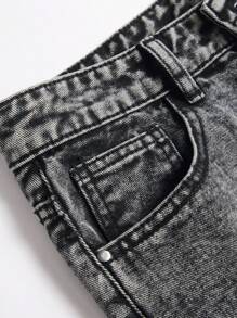 Pantalones vaqueros de mezclilla con patrón de bordado desgastado para hombres