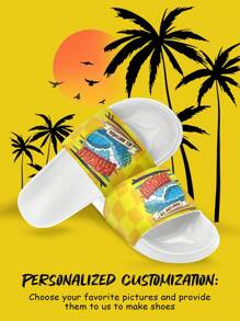 1 Pair Custom Women's Sandals, Personalized Customized Photo Design, Custom Soft Sole Sandals, Home Slippers, Suitable For Indoor, Outdoor And Bathroom Garden, Spring And Summer Sandals, Customized Gift For Mom/Dad/Her/Him/Girlfriend/Boyfriend/Wife/Husband/Friend - White - View 4