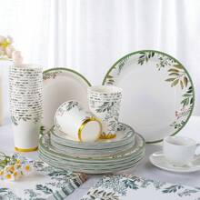 优雅的一次性餐具套装，7/9 英寸派对盘子餐巾杯，生日派对礼品用品一次性纸盘餐巾杯，适用于生日主题派对装饰 - 彩色 - 查看 3