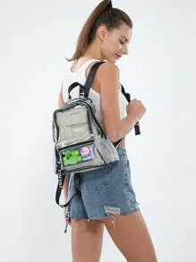 TINYAT Women Girls Backpack Large Capacity Clear Backpack Valentine's Day Gifts Transparent PVC Bag See School Bag Back To School, Concerts, Sports,Outing,Travel And Daily
