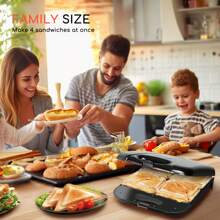 Aigostar 4 Slice Sandwich Toaster,  Toastie Grill With Non-Stick Hot Plates, Automatic Temperature Control For Toasted Cheese Snacks, Black - Dylan - UK Plug(220-240V) - View 5