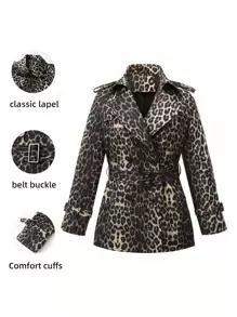 Risissida Women's Leopard Print Commuter Jacket - Lightweight Spring/Autumn Jacket, Regular Fit Comfortable And Fashionable Outerwear - Black - View 1