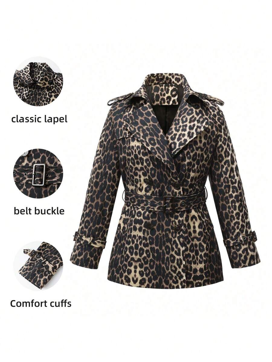 Risissida Women's Leopard Print Commuter Jacket - Lightweight Spring/Autumn Jacket, Regular Fit Comfortable And Fashionable Outerwear - Black - View 1