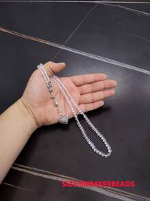 Tasbih 6mm 99 White Crystal Stone Prayer Beads Eid Ramadan Gift Misbaha Bracelet Islamic Accessories