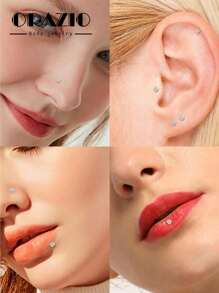 ORAZIO 1 pieza Piercing de acero inoxidable de 18G para la nariz, anillos y pendientes para el labio, aretes