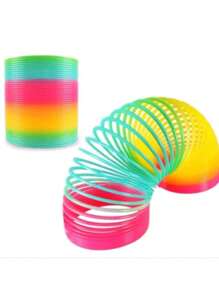 KIT 10 Mola Divertida Formas Arco Iris Metálica Mola Pulseira Lembrancinha Festa Criança Mola Brinquedo - Mola Divertida Arco Iris - Visão 2