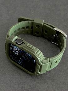 1 件二合一绿色表带表壳一体式男女休闲运动柔软舒适兼容 表带兼容 表带 40 毫米 38 毫米 41 毫米 42 毫米 44 毫米 45 毫米腕带手链兼容 系列 SE 9 8 7 6 5 4 3 2 1 兼容 表带 + 表壳一体式配件