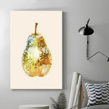 1pc Framed Canvas Poster, Disco Ball Pear Disco Trendy Aesthetic Wall Art Canvas Paintings, Ideal Gift For Bedroom Living Room Corridor, Wall Art, Room Decoration