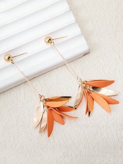 زوج أنيق وأنيق من الأقراط الطويلة للنساء، بألوان متنوعة من الوردي والأخضر والأسود والبرتقالي والأحمر الوردي والبنفسجي والأحمر والأصفر الزنجبيلي، بتصميم رذاذ الدوبامين والقطرات المائية والأوراق والشراريب، مناسب للربيع والصيف والشاطئ والهدايا