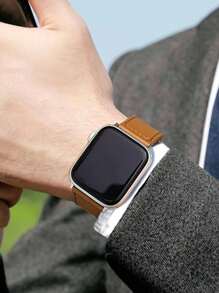 1pc Simple Classic Leather Band For Men And Women Compatible With Apple Watch Band 44mm 45mm 41mm 40mm 49mm 42mm 38mm 46mm Bracelet Compatible With IWatch Series 10/9/8/7/6/Se/5/4/3/Ultra 2