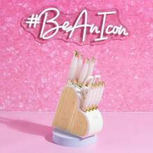 Paris Hilton 10-Piece Heart-Shaped Stainless Steel Knife Block Set, Pink - White - View 2