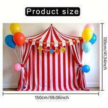 2D Carnival-Themed Polyester Backdrop Banner (1-Piece) With Colorful Balloons And Circus Tent Design - Easy To Hang, Perfect For Birthdays, Anniversaries, Wedding Celebrations, Indoor And Outdoor Party Decorations, And Carnival Party Decorations. - Apricot - View 4
