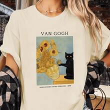 Sunflowers Third Version Unisex Basic Cotton T-Shirt - Crema - Ver 1